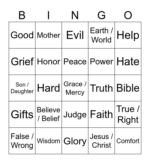 Sermon Bingo Card