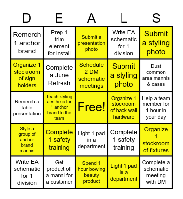 Anniversary Prep Bingo Card