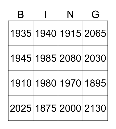 Brian 16 Comparison Bingo Card