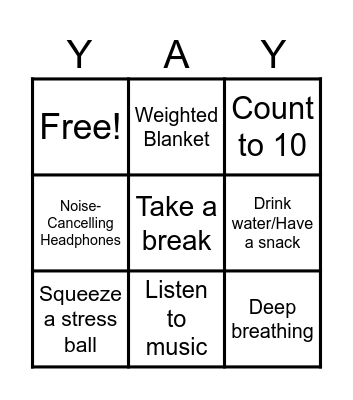 Coping Strategies Bingo Card
