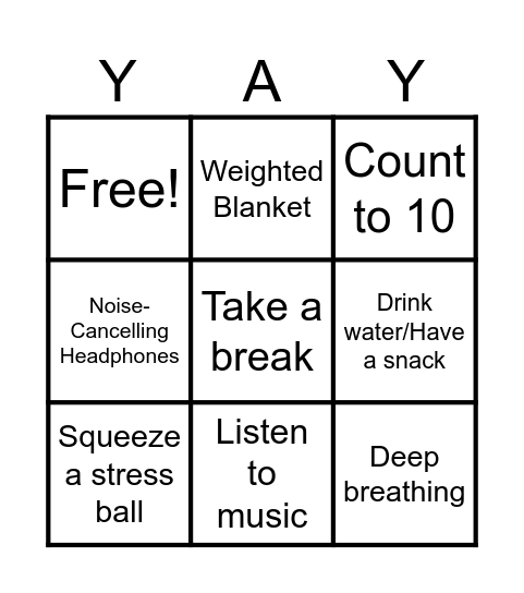 Coping Strategies Bingo Card