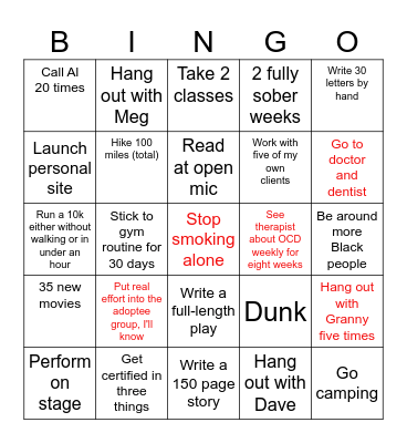 June 2025 - NYR update Bingo Card