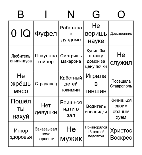 АРМЯН М. БИНГО Bingo Card