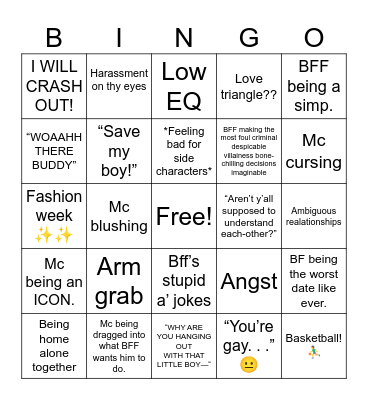 GBF hate read Bingo Card