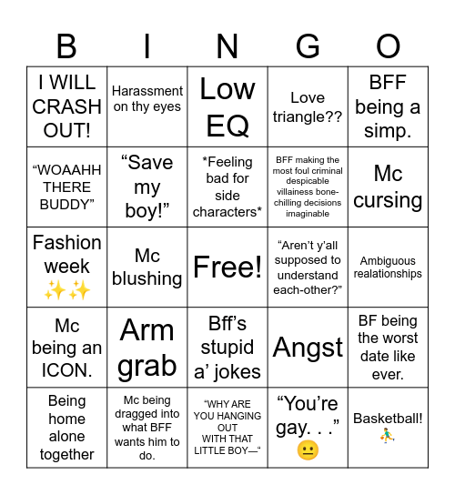GBF hate read Bingo Card