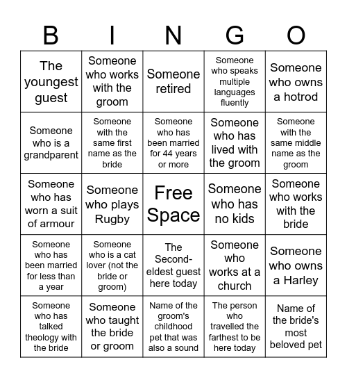 MacInnis-Loewen Wedding Bingo Card