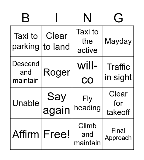 ATC Bingo Card