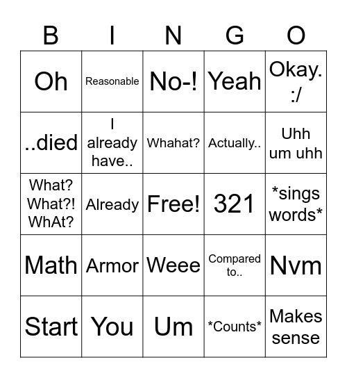 My Brother’s Comments in Gaming Bingo Card