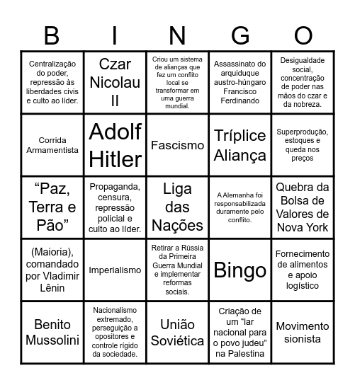 Totalitarismo Bingo Card
