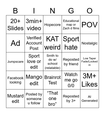 TikTok Bingo 2025 Edition Bingo Card