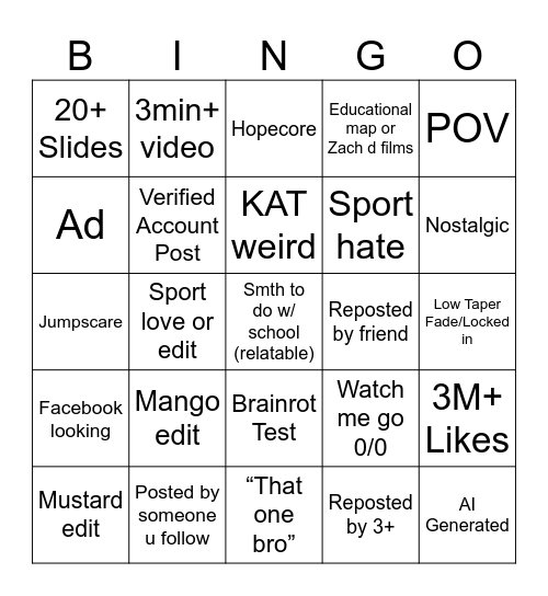 TikTok Bingo 2025 Edition Bingo Card