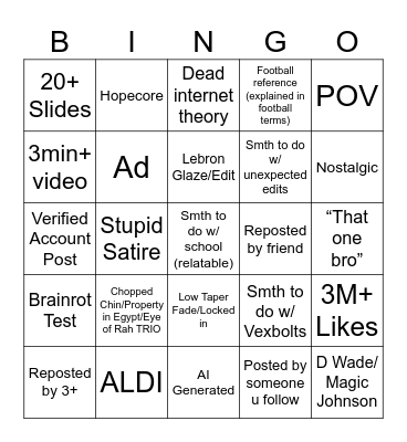 TikTok Bingo 2025 Edition Bingo Card