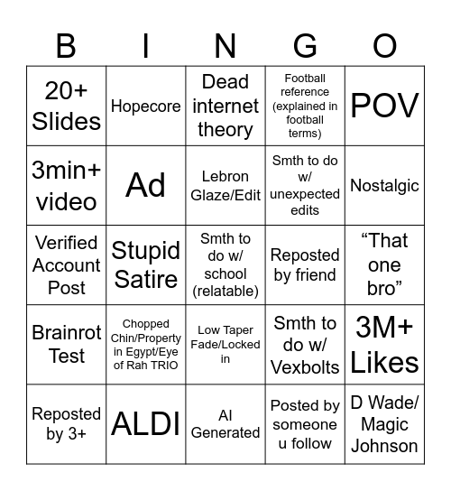 TikTok Bingo 2025 Edition Bingo Card