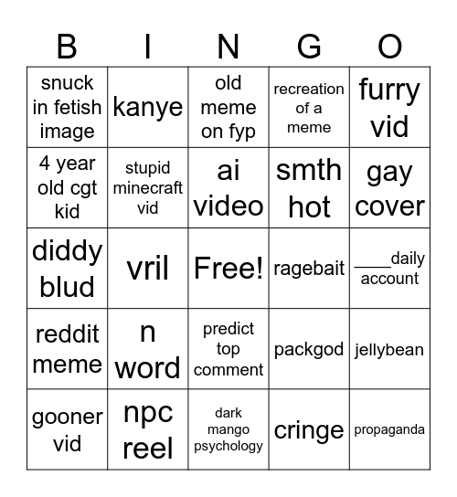 Reels Bingo Card