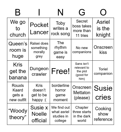 DELTARUNE 3&4 Bingo Card