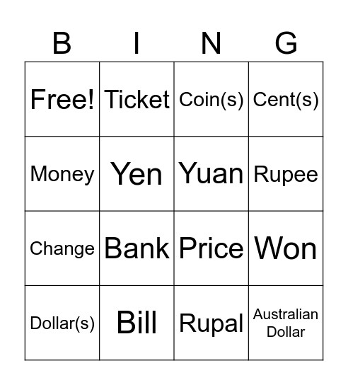 BANK Bingo Card