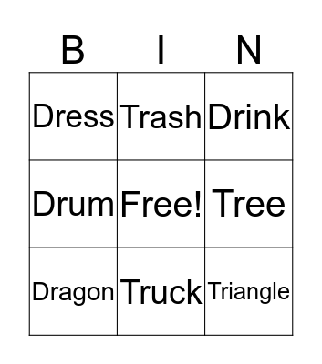 TR and DR Sound Bingo Card