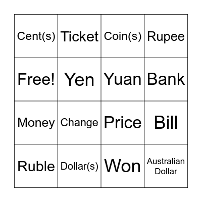 BANK BINGO Card