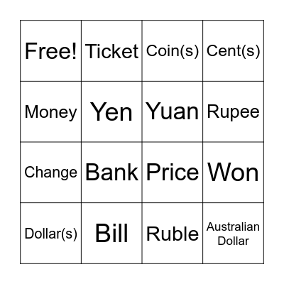 BANK BINGO Card
