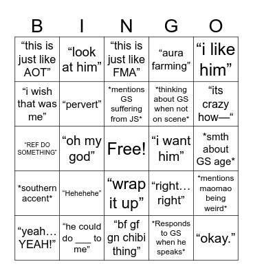 GABE AD BINGO Card