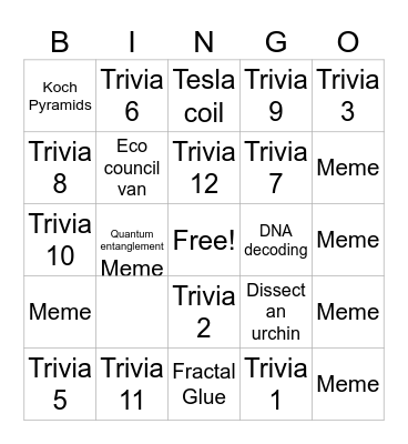Science Week Bingo Card