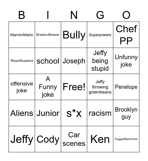 SML Bingo Card