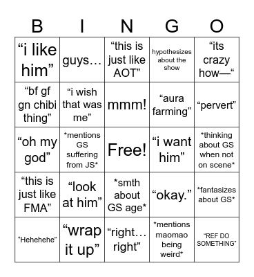 GABE AD BINGO Card