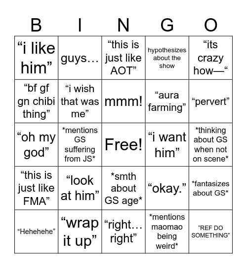 GABE AD BINGO Card