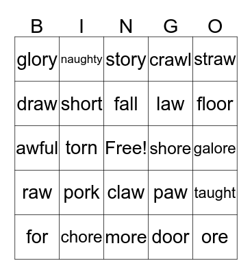 /OR/ Bingo Card