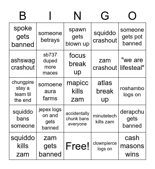 LIFESTEAL S6 FINALE BINGO Card