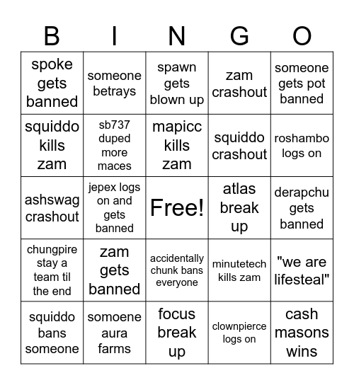 LIFESTEAL S6 FINALE BINGO Card