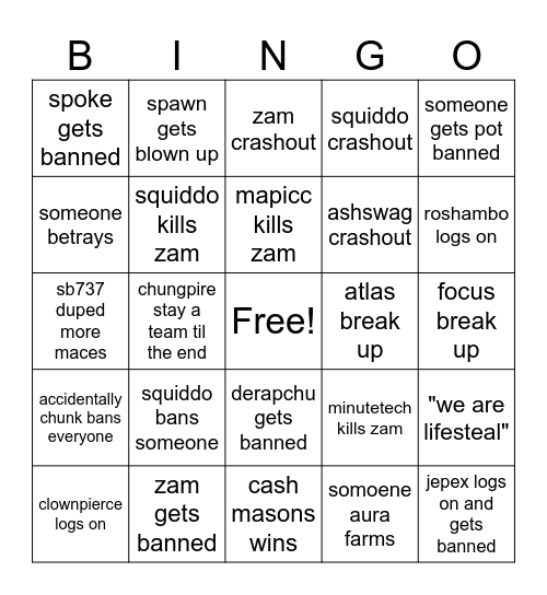 LIFESTEAL S6 FINALE BINGO Card