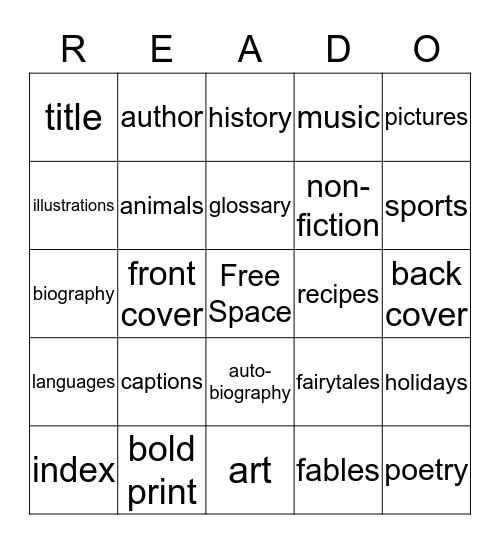 Library BIngo Card