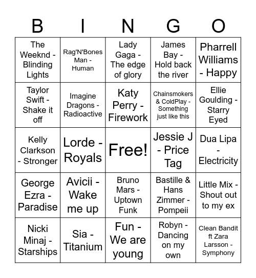 Frikkin In10's Bingo Card