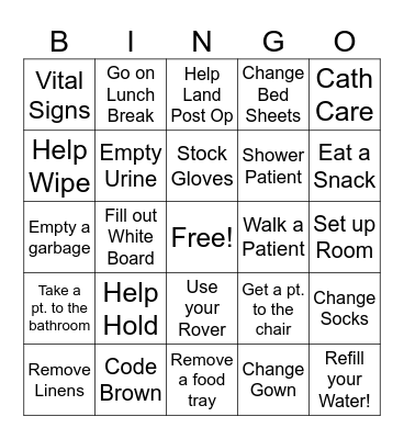 PCA Week Bingo Card