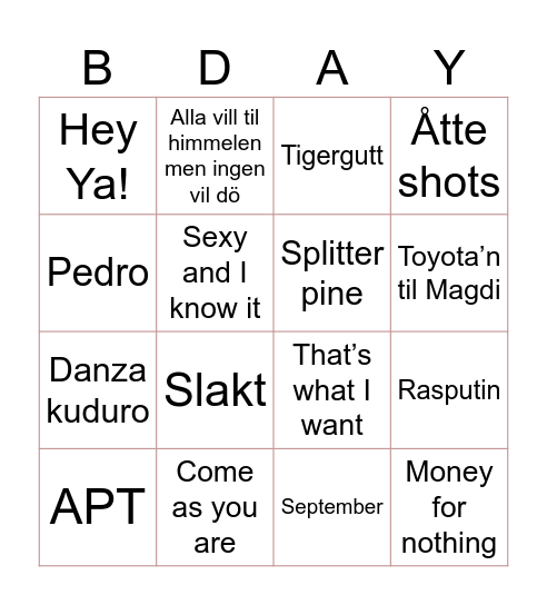 Nin & André Bingo Card