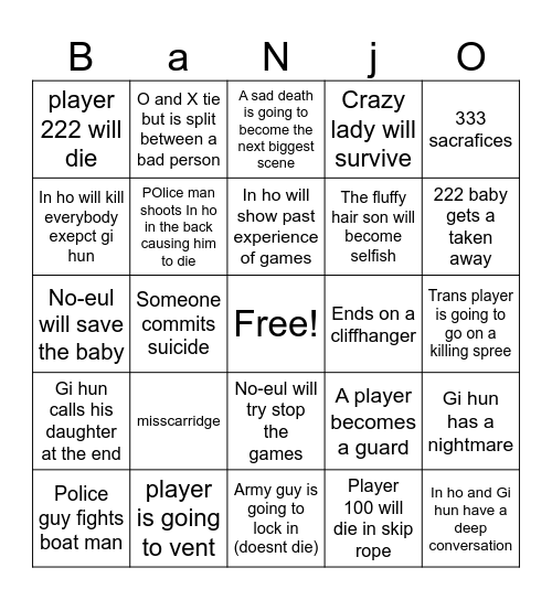 SQuid gameeeeeeee Bingo Card