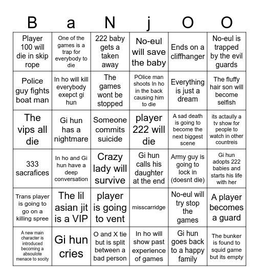SQuid gameeeeeeee Bingo Card