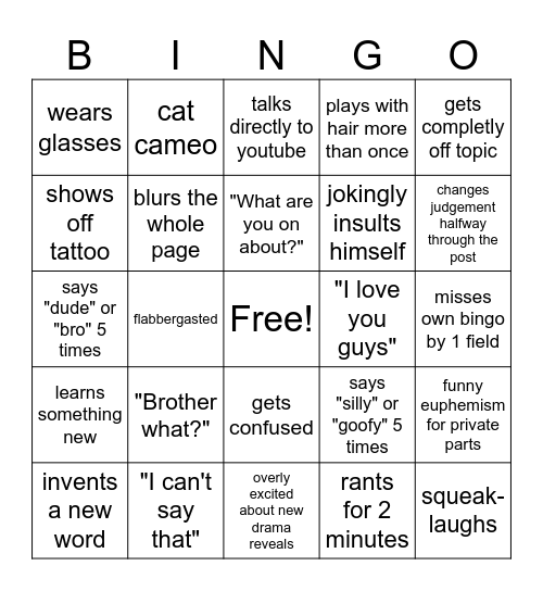 Loon Reddit Bingo Card
