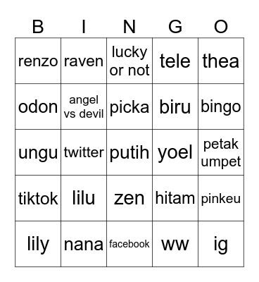 BINGO THEA Bingo Card