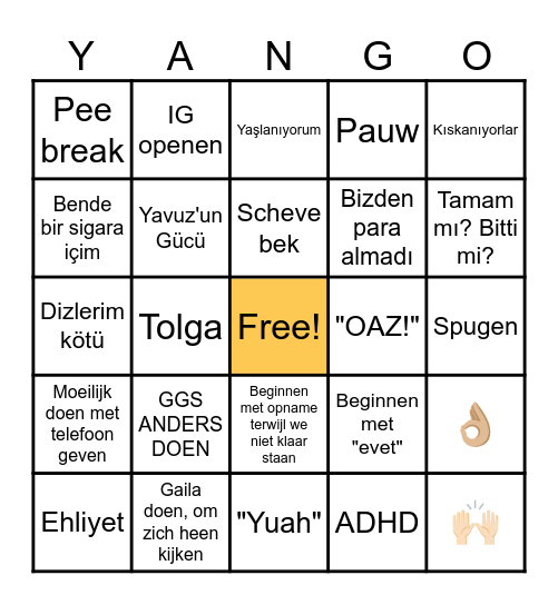 Yango is Yavuz Bingo Card