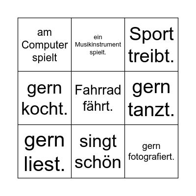 Finde jemanden, der... Bingo Card