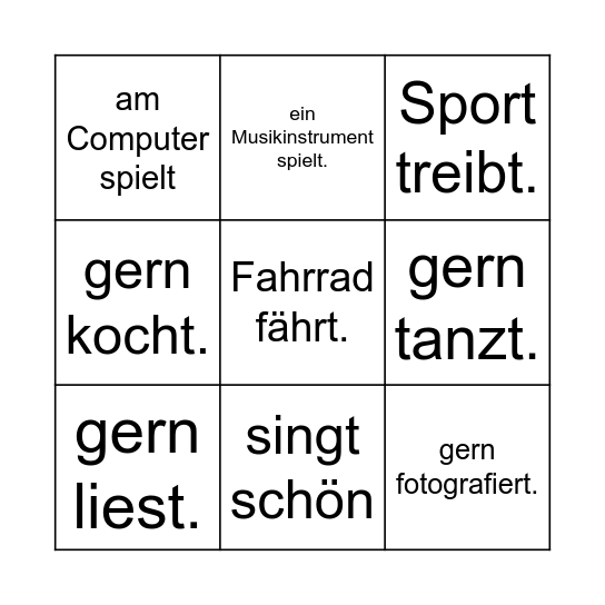 Finde jemanden, der... Bingo Card