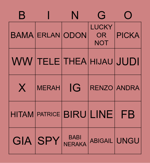 PUNYA GIA Bingo Card