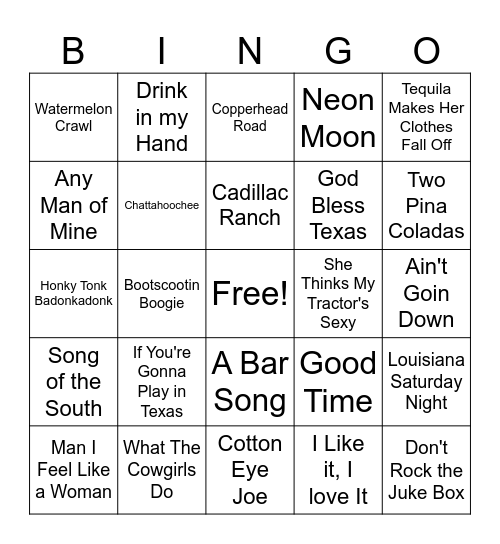 Boot Scoot Boogie Bingo Card
