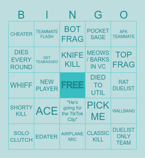 Valorant Bingo Card