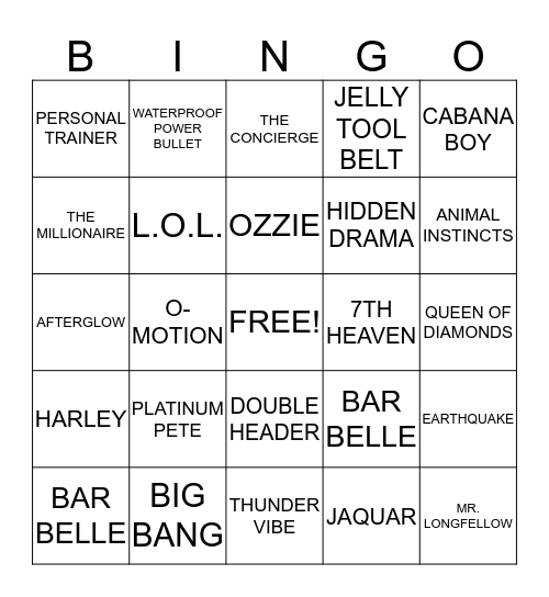 Pure Romance Bingo Card