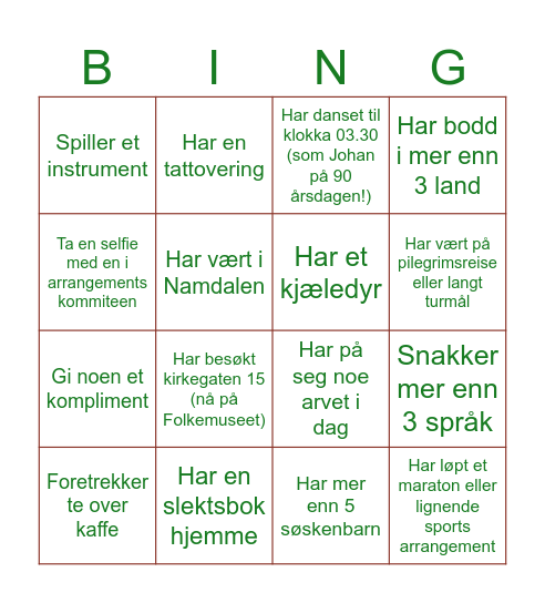 Collett Bingo ! Bingo Card