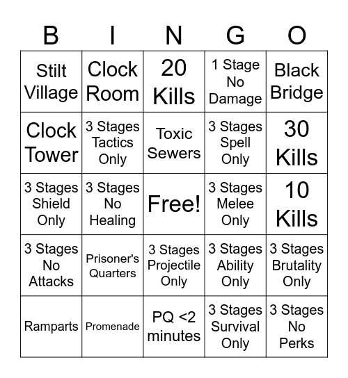 Dead Cells Bingo Card