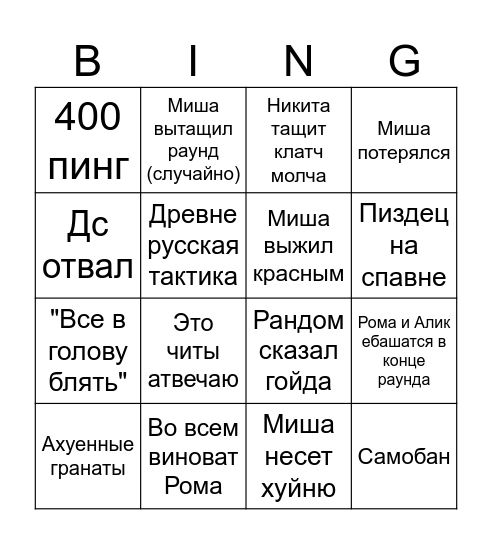 Cs 2 bingo Card